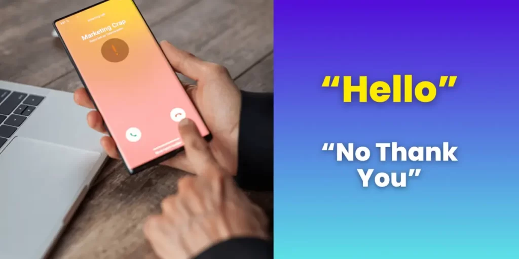 A phone with an incoming call that a person is declining