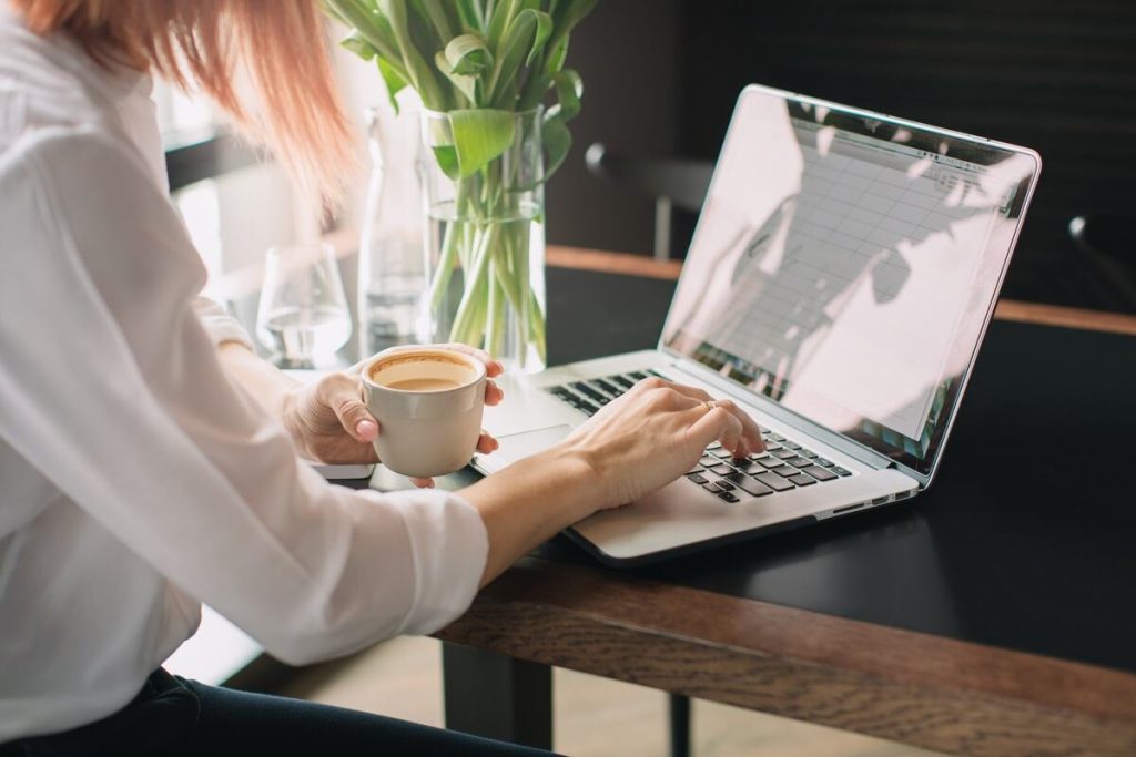 woman is using laptop
