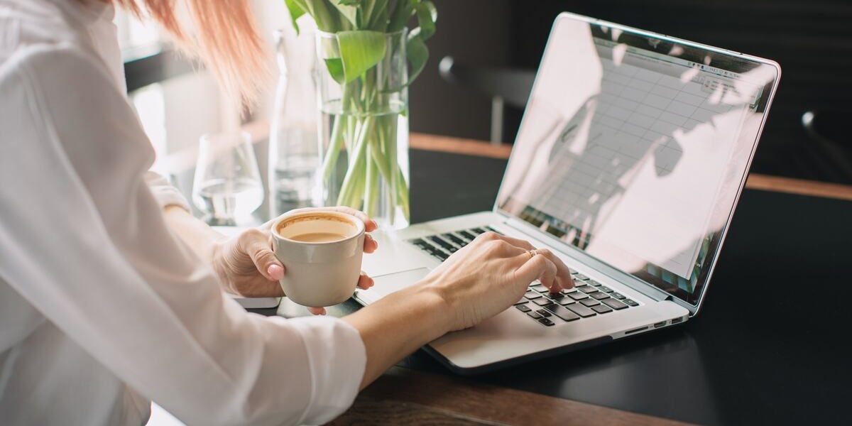 woman is using laptop