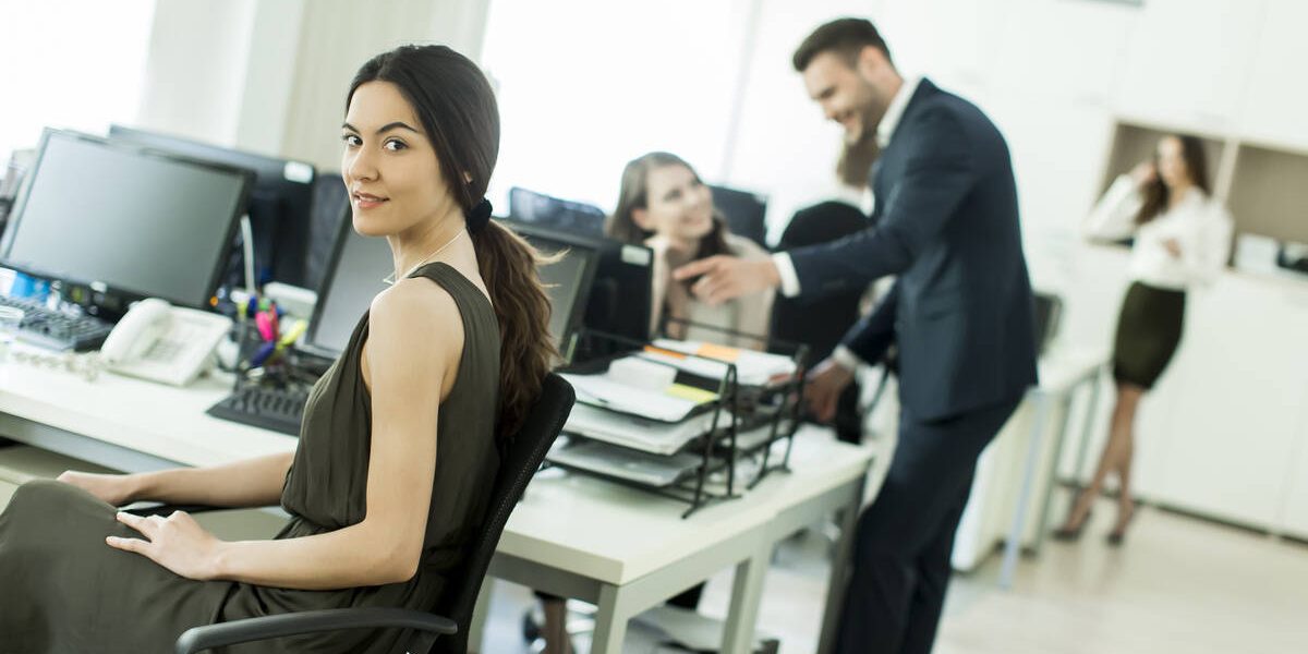 Woman working on the computer in the office