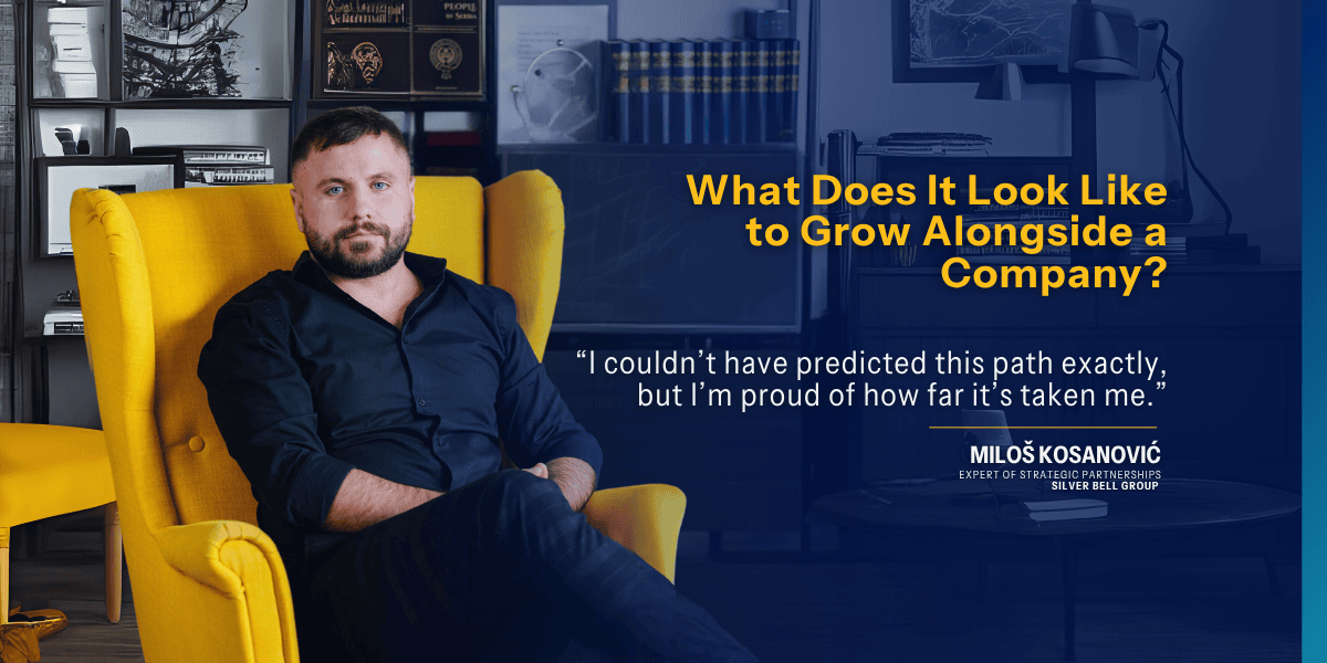 image showing Milos Kosanovic with the copy text next to him - for the blog post about how to grow with the company