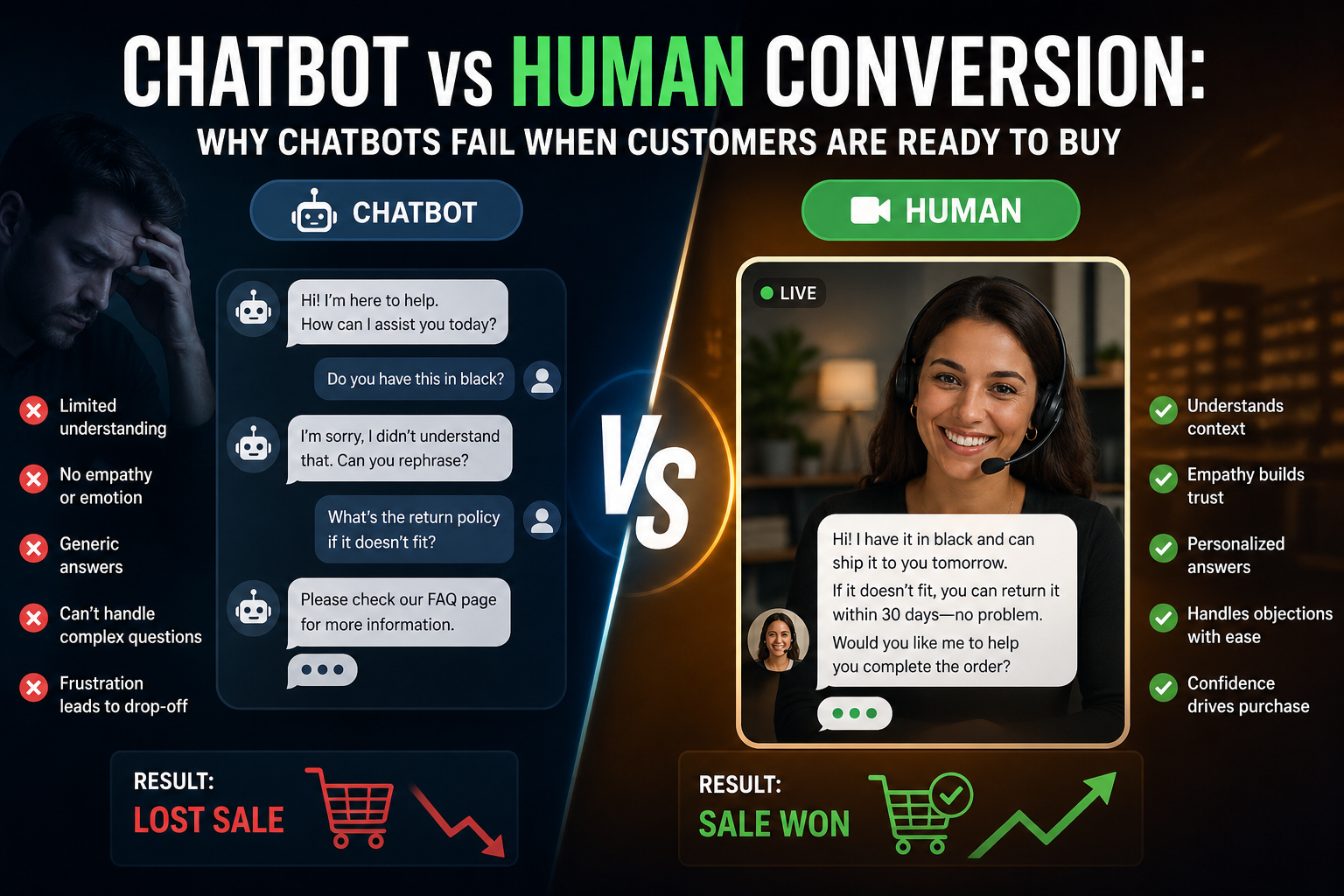 Comparison of chatbot and human interactions